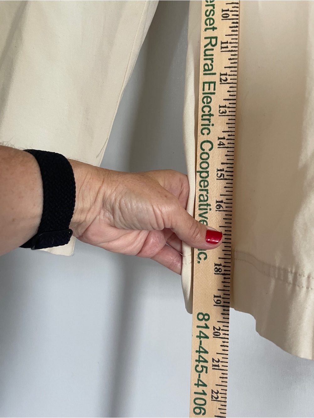 NWT Liz Claiborne Cream Cotton Chinos with Blue Plaid Waist Tie Womens size 12 - Picture 7 of 9